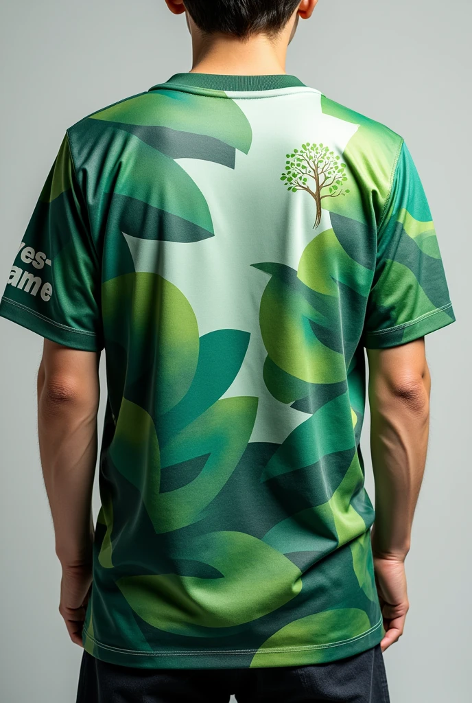 Photo of Sublimation t-shirt back to back
Color: Forest Green, Apple Green and Dark Gree
T-shirt design: leaves 
Front: Yes-O ,small tree design, Supang National High School 
Back: Logo top and then Sure name 
Left Arm: President 



