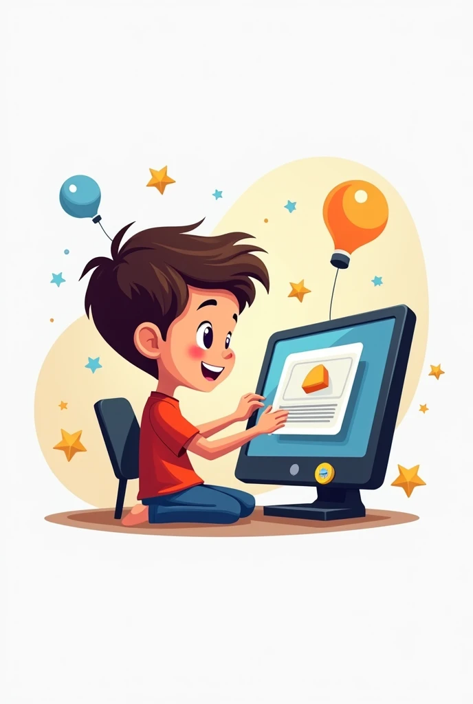 Alex ( child )is at home, researching on the internet about disease prevention. It is surrounded by brochures and graphics about hygiene and vaccination..