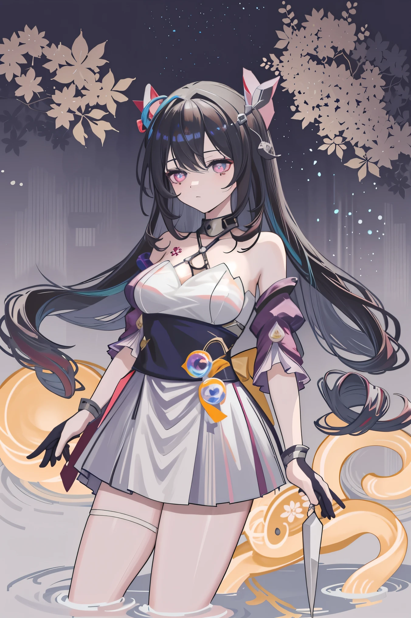 Uma Musume,woman,long hair,Beautiful golden eyes,Covers all vital organs except the face....., Wearing a knee-length white dress.....,Arms do not reach the top of the hips......,The arms are small..., But the tendons are very large......,soft hands,horse,white hair,The set features silver-white, black and gold elements.,1 person,Within the night,Sharp picture,CG anime,Yellow-orange eyes,Emerald white dress,The evening gown is decorated with armor.,There is white moonlight shining.,Beautiful golden eyes,One hand has 5 fingers.,หูhorse,สาวhorse
