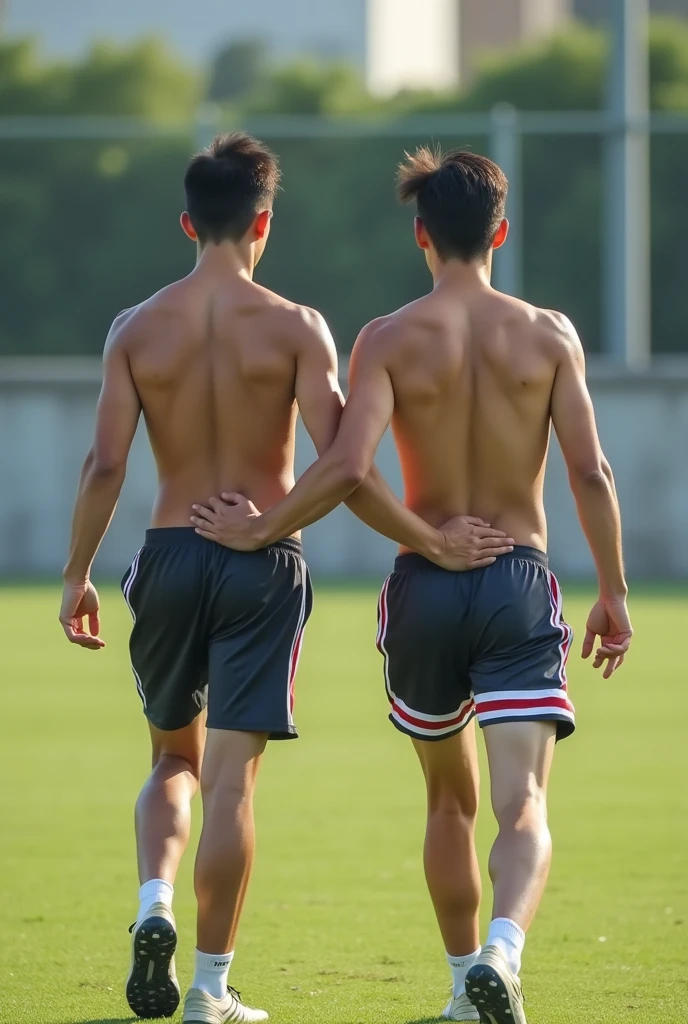 2boy、Photo Quality、A lot of cute handsome men、Mash Hair、Japanese male, 、Completely naked、Full nudity、erection、Huge penis、Highest quality、Realistic、beautiful、完全Completely naked、Back view、Full nudity、Playing soccer、Butt、Naked、Kicking the ball、Completely naked、Full nudity、Butt、Naked、Butt丸出し