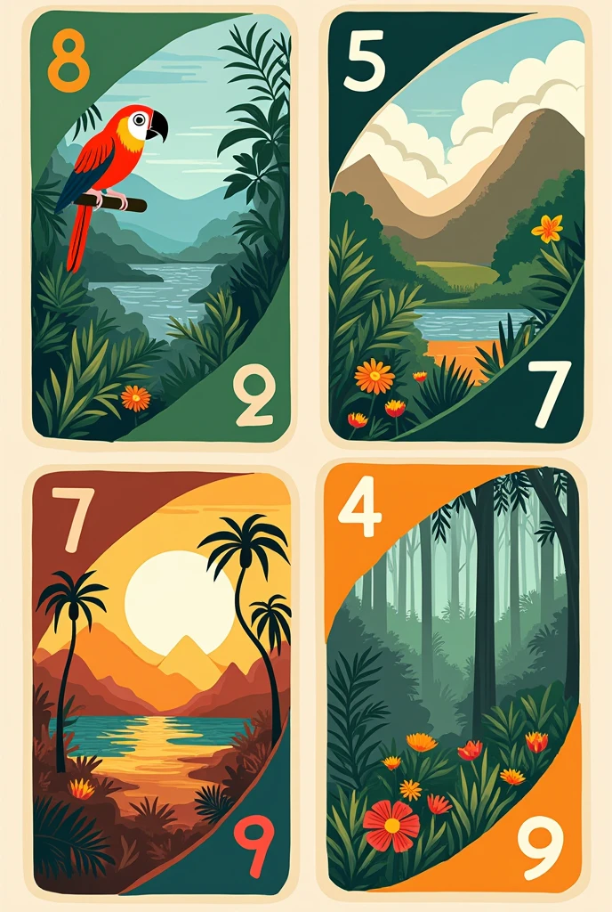 Make UNO cards themed around all Brazilian biomes