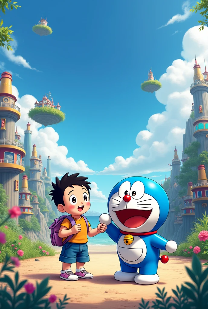 Create DOREAMON ANIME character Doreamon and Nobita 4k immage.