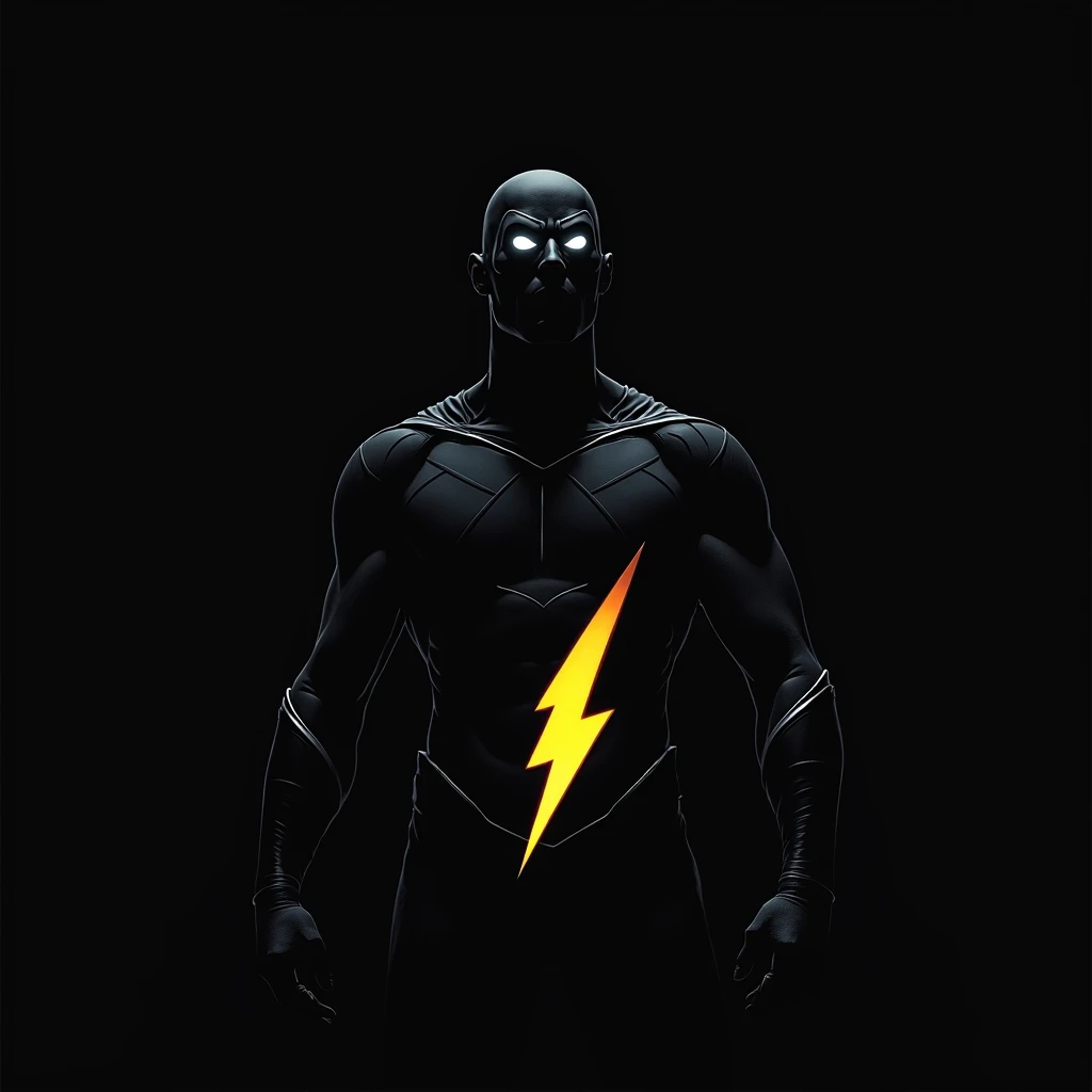 man, two white eyes, superhero outfit, dark, silhouette only