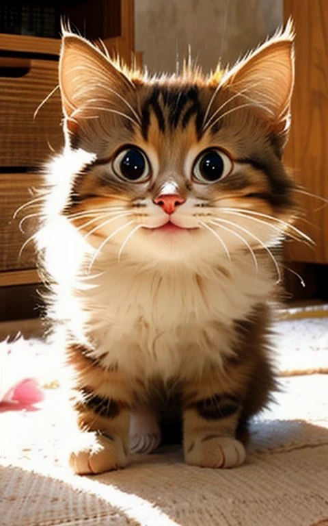Innocent and cute movements、Play Kitten、Soothing、Fluffy and slightly rounded body、Too cute、Adorable、Beautiful Face、Well-formed face、kind、Amazing visuals