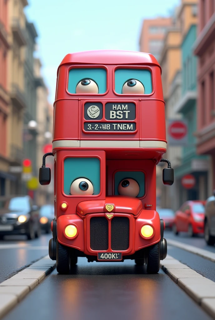 prompt Art sci-fi cyberpunk British bus, macaron color, cute Disney cartoon style, Q version character design, toy design, figure, big eyes. [Scene] Background, resin material, 3D, C4D, PBR, Illusion Engine 5, octane rendering, noise reduction details, realistic texture, film, white marble resin art, high stone mural resolution, billion pixels, color matching, decoration, enhance --v 5.1 --style raw -  