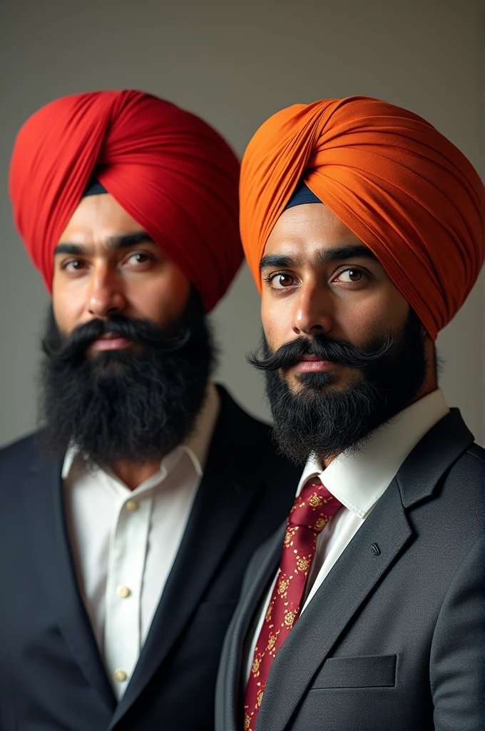 2 Punjabi boy with turban mid size beard wearing formals