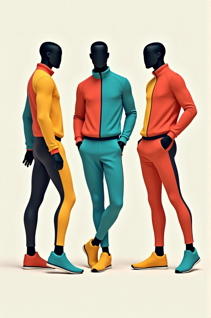 A mockup wearing tracksuit in diferents positions