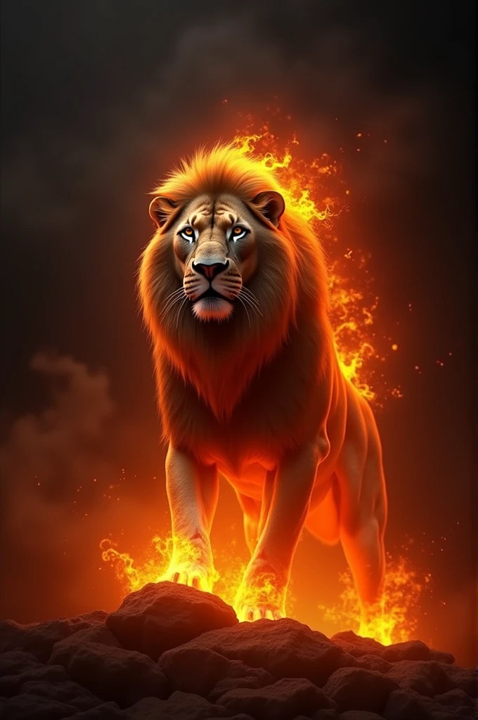 Lion on fire