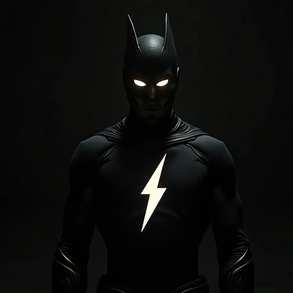 man, two white eyes, superhero outfit, dark, silhouette only