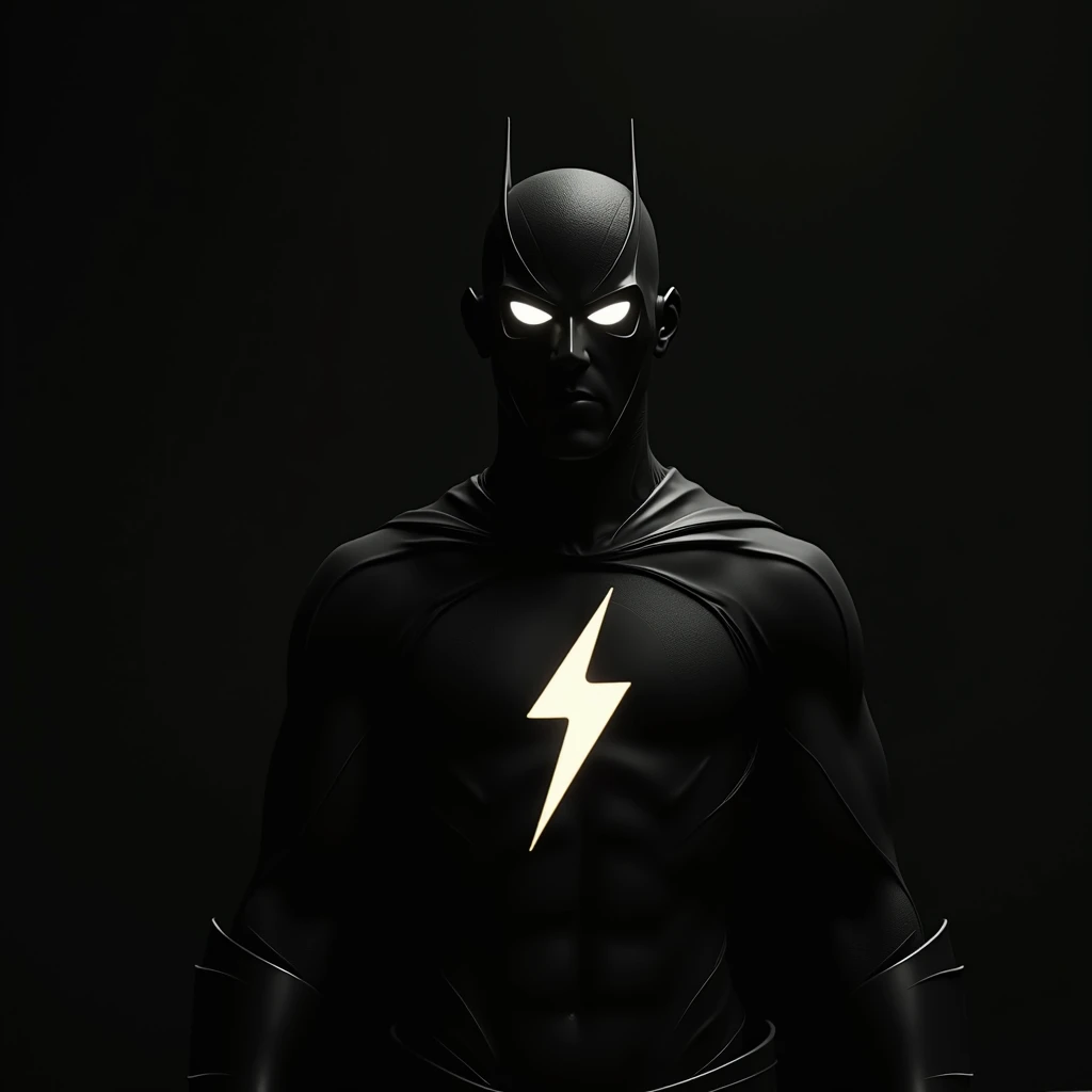 man, two white eyes, superhero outfit, dark, silhouette only