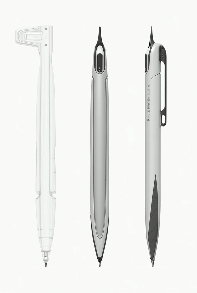 Can you generate an architecture of a pen that can collect ink by erasing with a writing and erasing mode lile a plan to make it a sketch
