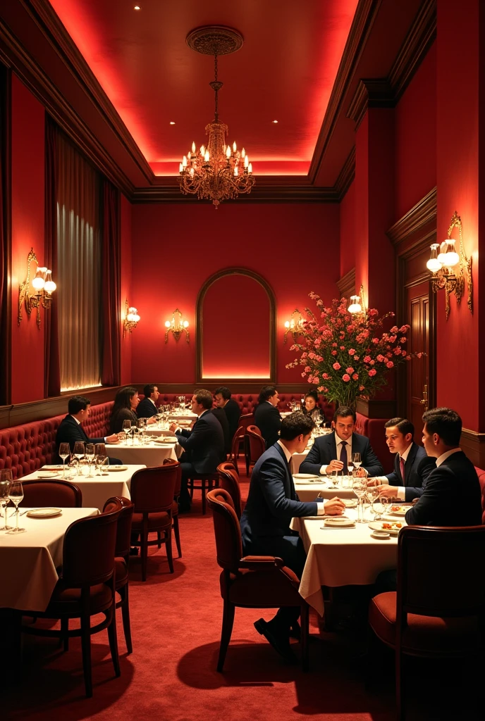 Interior of a restaurant reservation, red decoration