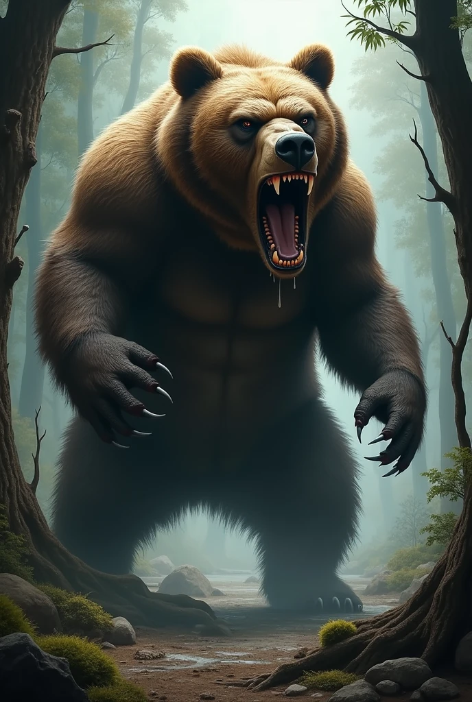 Angry and scary bear 