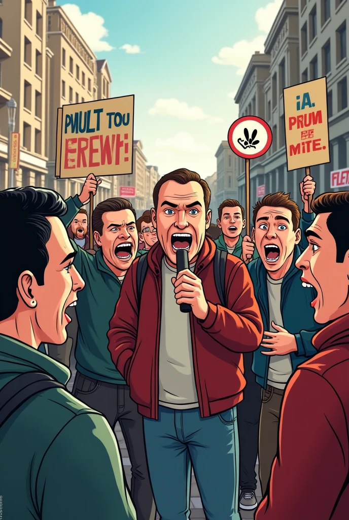 Ecrire :"GREVE ECHANGE PROMPTS" et photo humoristique de gens en pleur qui hurlent.