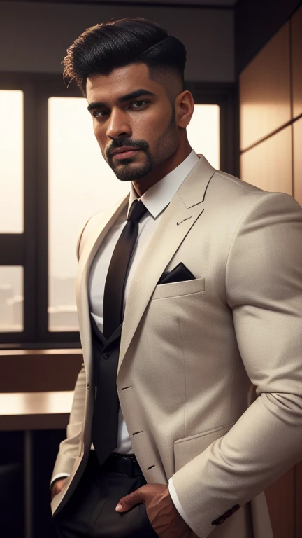 Handsome spiky hairstyle Indian man in formal suit in 8kHD high definition detailed actual, detailed, Texture, hyper detailed, actual Texture, armature, best quality, 超high resolution, (photoactual:1.4),, high resolution, detailed, raw photo, Sharp Re, by lee jeffries nikon d850 film stock photograph 4 kodak portra 400 camera f1.6 lens rich colors hyper actual lifelike texture dramatic lighting unrealengine trending on artstation cinestill 800,