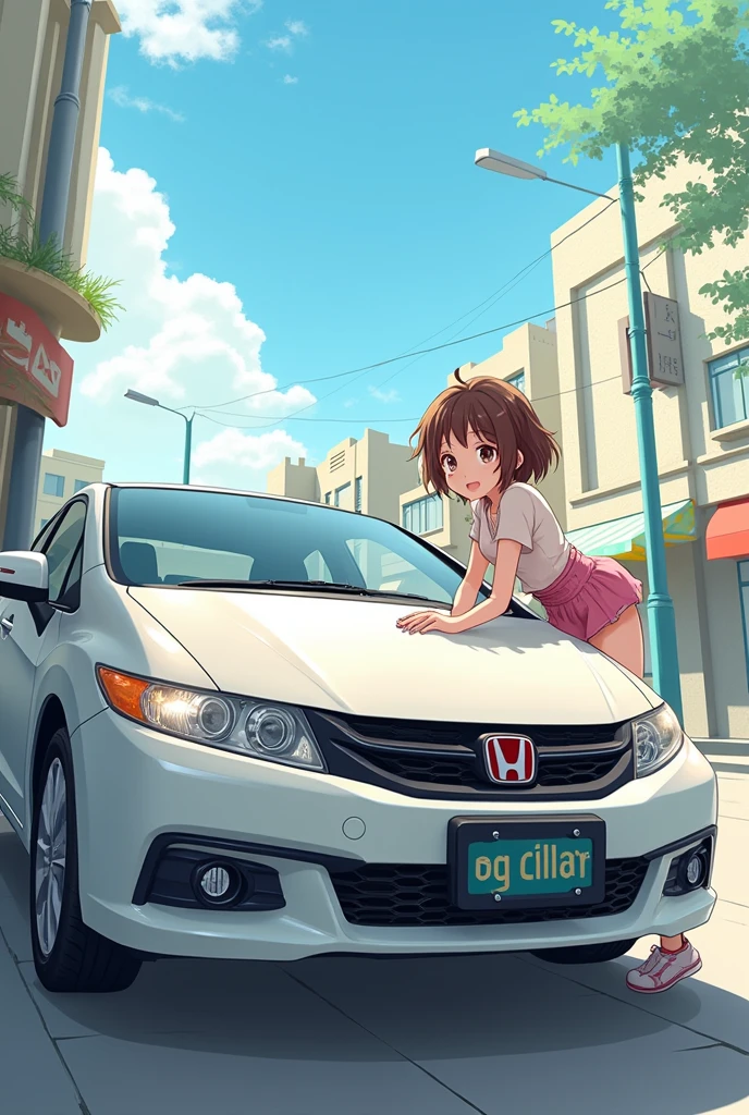 Anime drawing style 1.6 ies old body honda civic on woman