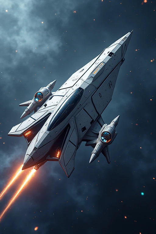 A futuristic spaceship labeled 'MakerDAO' launching towards the stars, leaving behind a trail of old tokens (MKR, DAI) and releasing new tokens (NGT, NST). The spaceship is surrounded by a swarm of smaller ships representing DeFi projects.