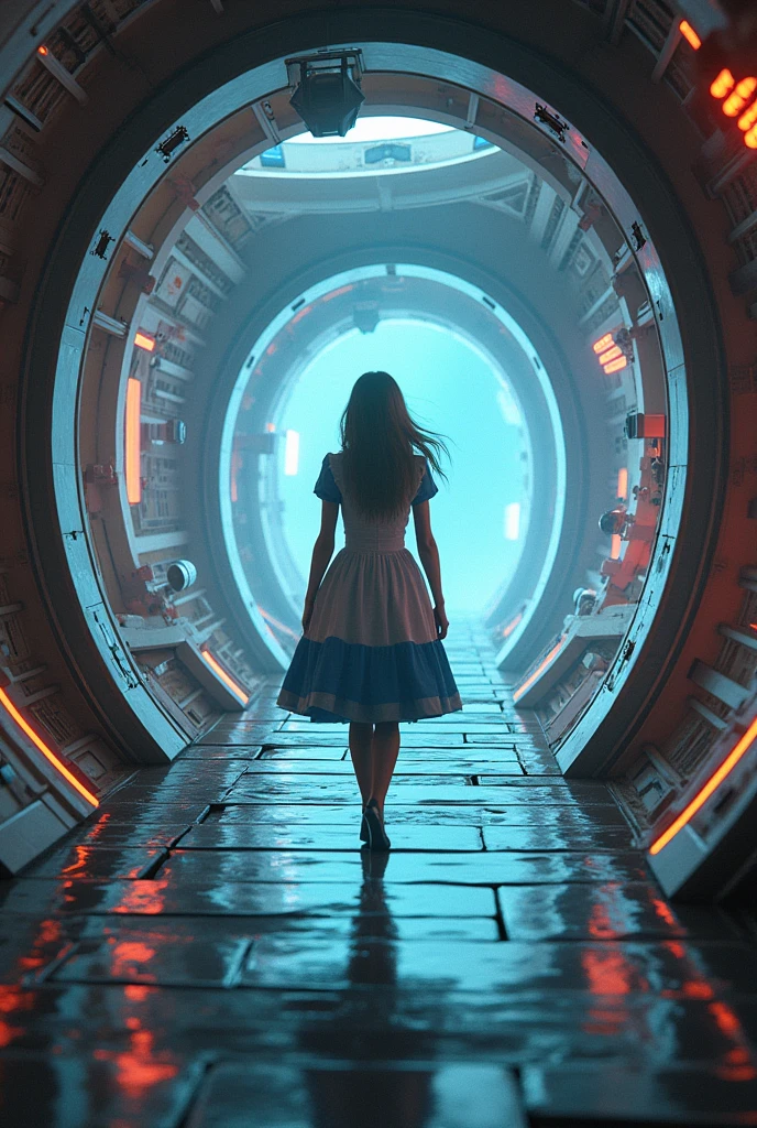 1 person, Alice in Wonderland, Sci-fi, twisted reality, space station, quantum, mind-bending, reality-bending around