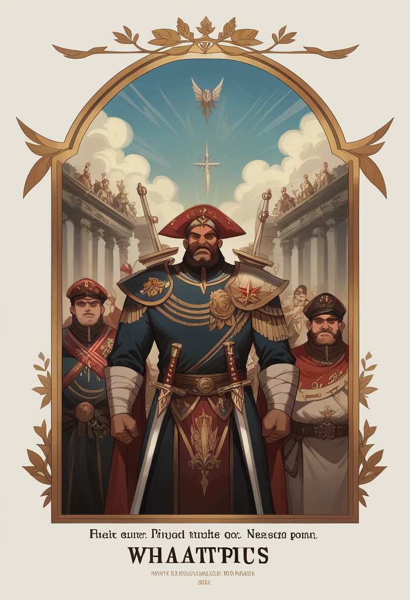 8k, hd, masterpiece, vector image, vintage propaganda poster, war propaganda, group of knights with swords, on march, red and white color, epic design, fan art, big text,