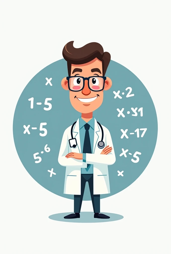 Logo in circle for doctor multiplication table expert in cartoon
