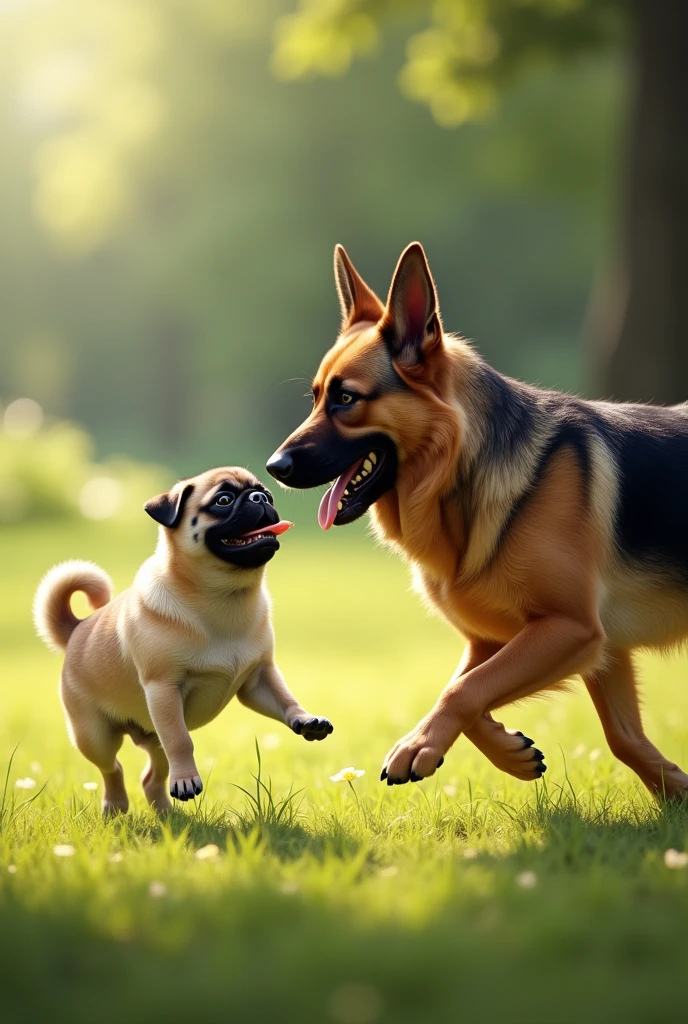 Pug play for german shepherd