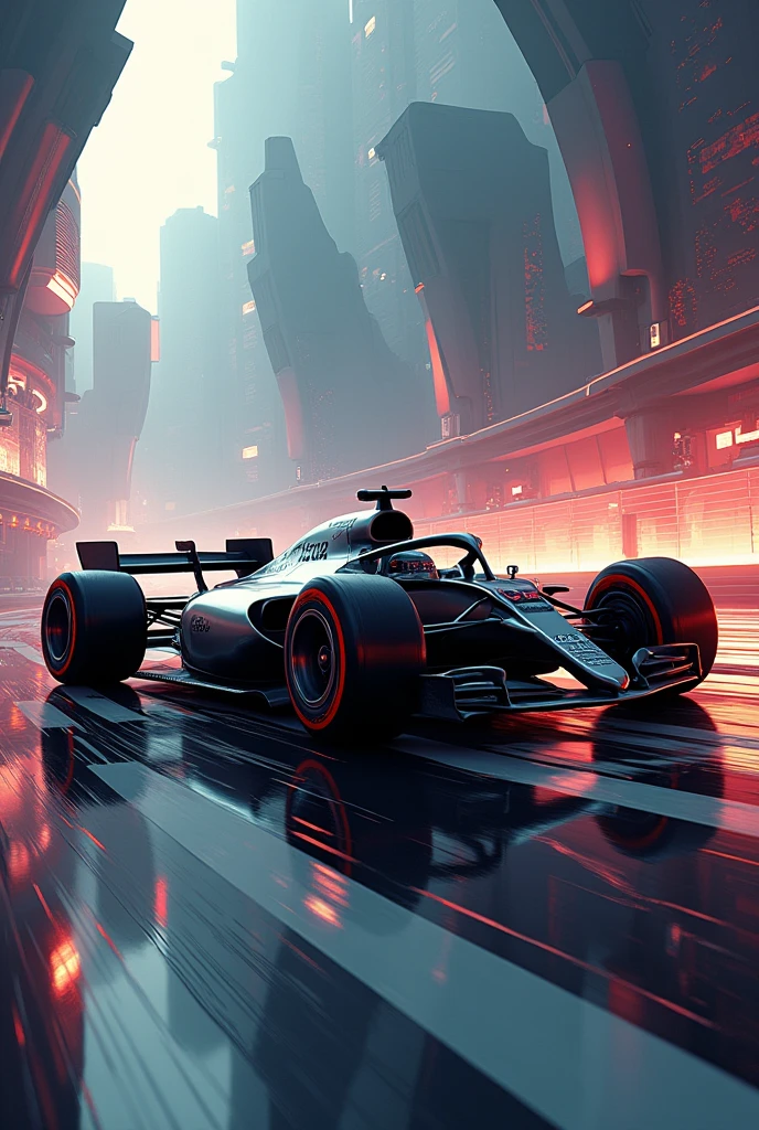 Surreal side view of a Formula 1 car image