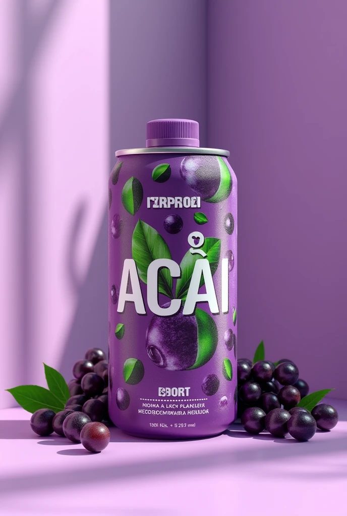 Instagrammable açaí packaging in purple and green, written Confidence