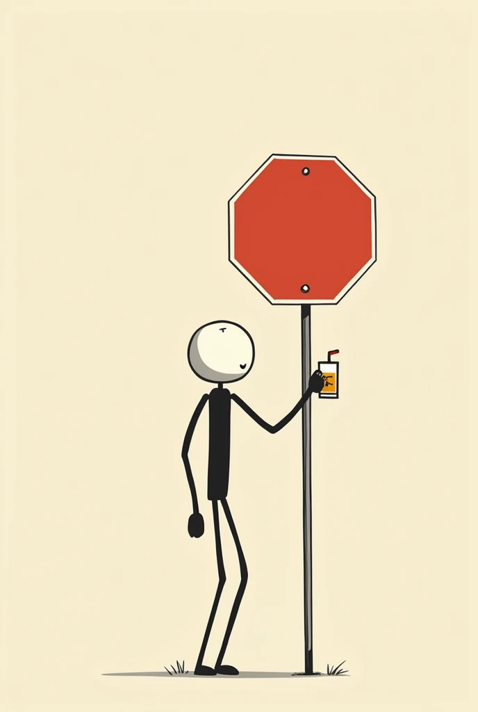 A traffic sign, and inside that plate there should be a faceless stick figure, with a drink in hand stumbling