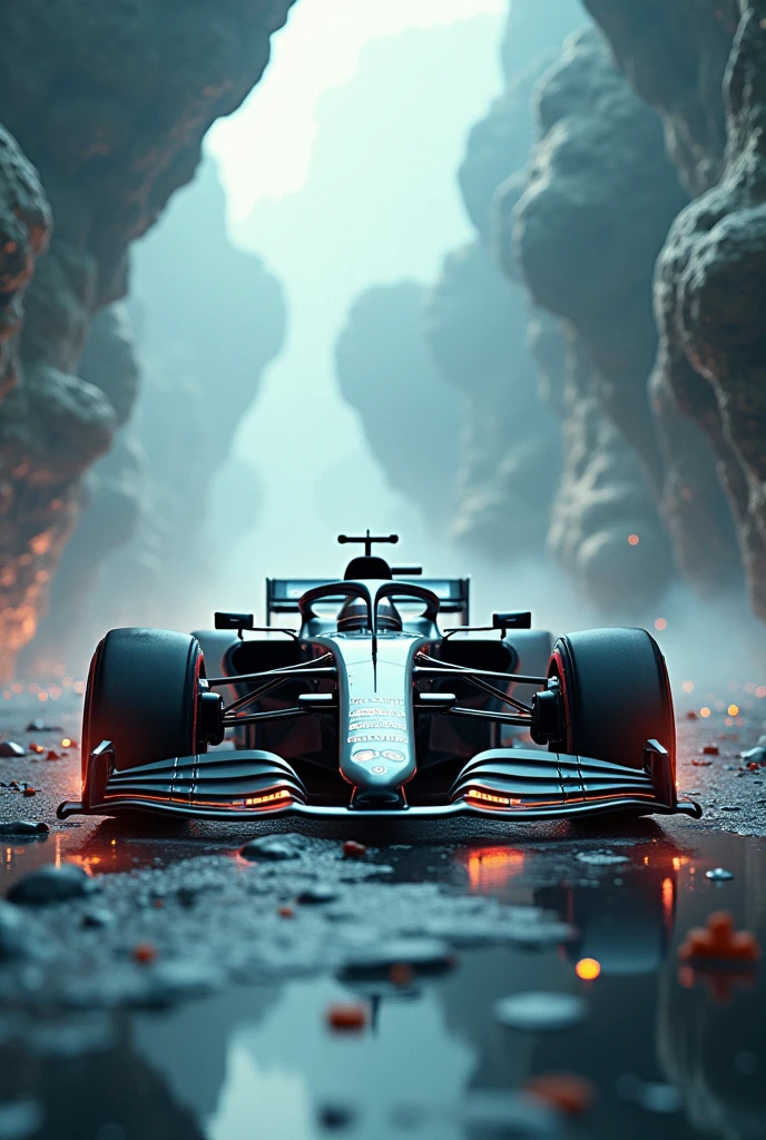 Surreal side view of Formula 1 car image with dream stuff