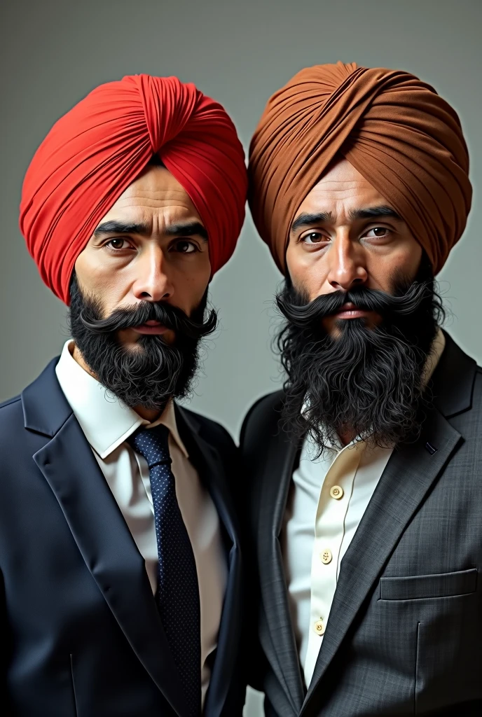 2 Punjabi boy with turban mid size beard wearing formals