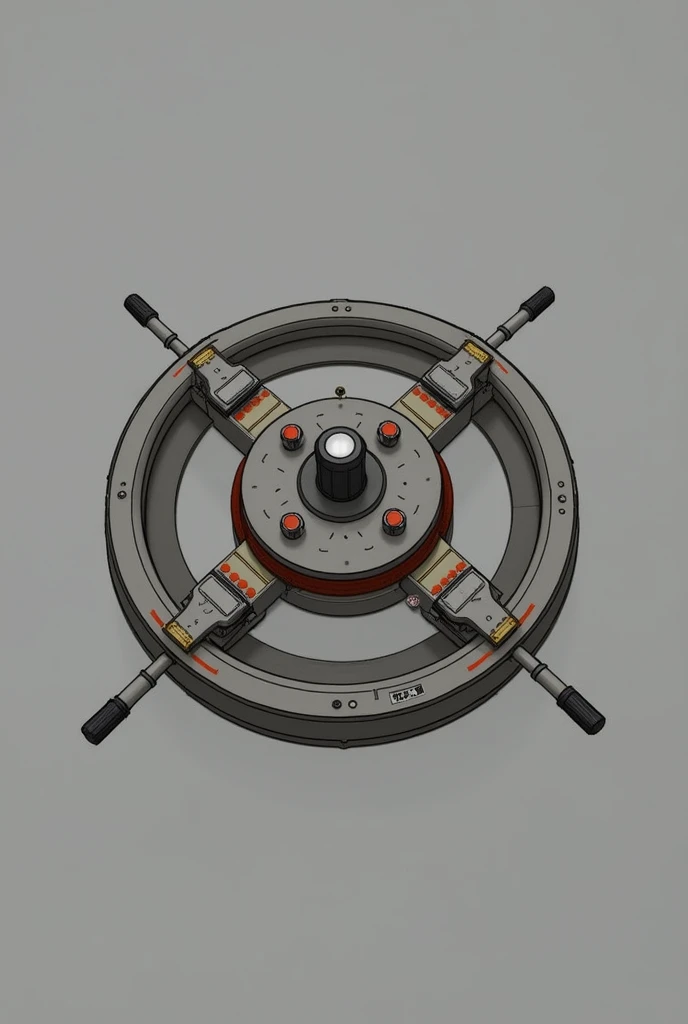 I want a device that is round and flat. It is a device that pulls the ropes. There are straps in 4 directions. Inside the machine, there is a motor. When you press the button, it pulls the 4 sides in.