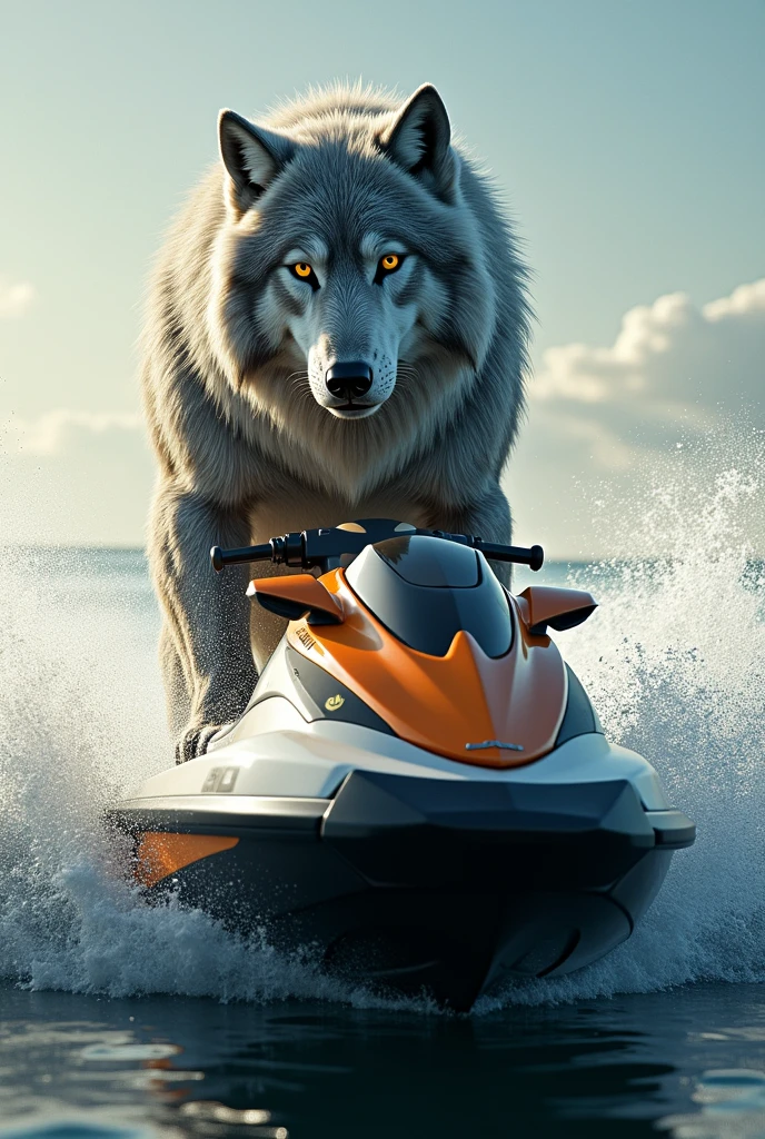 Wolf riding jetski