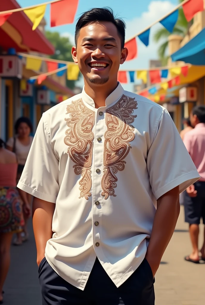 filipino male  wearing camisa de chino outfit buwan ng wika