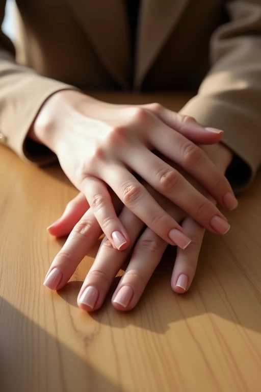Beautiful hands、nail、Place your hands on the desk