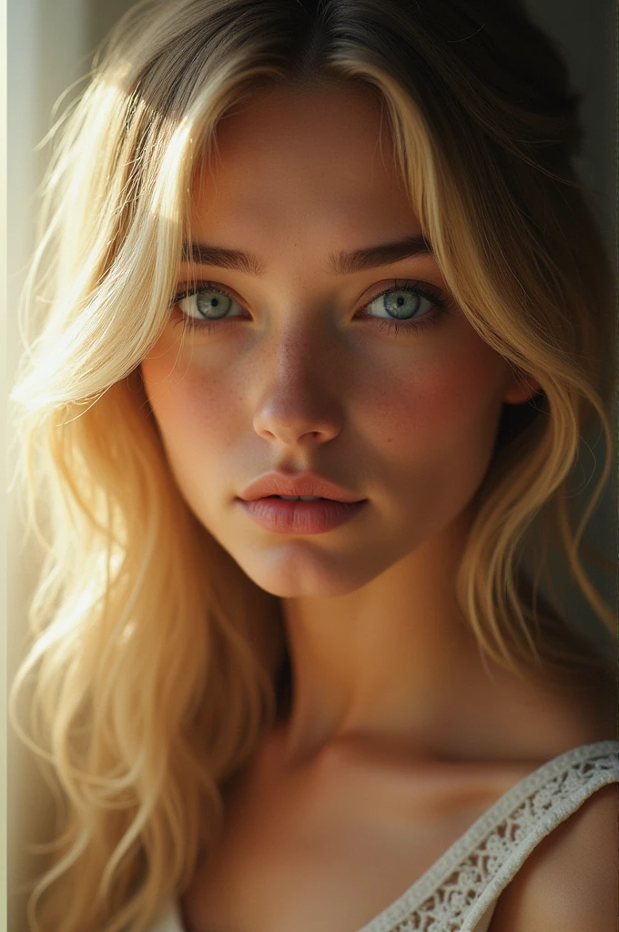 Le visage dune fille blonde 