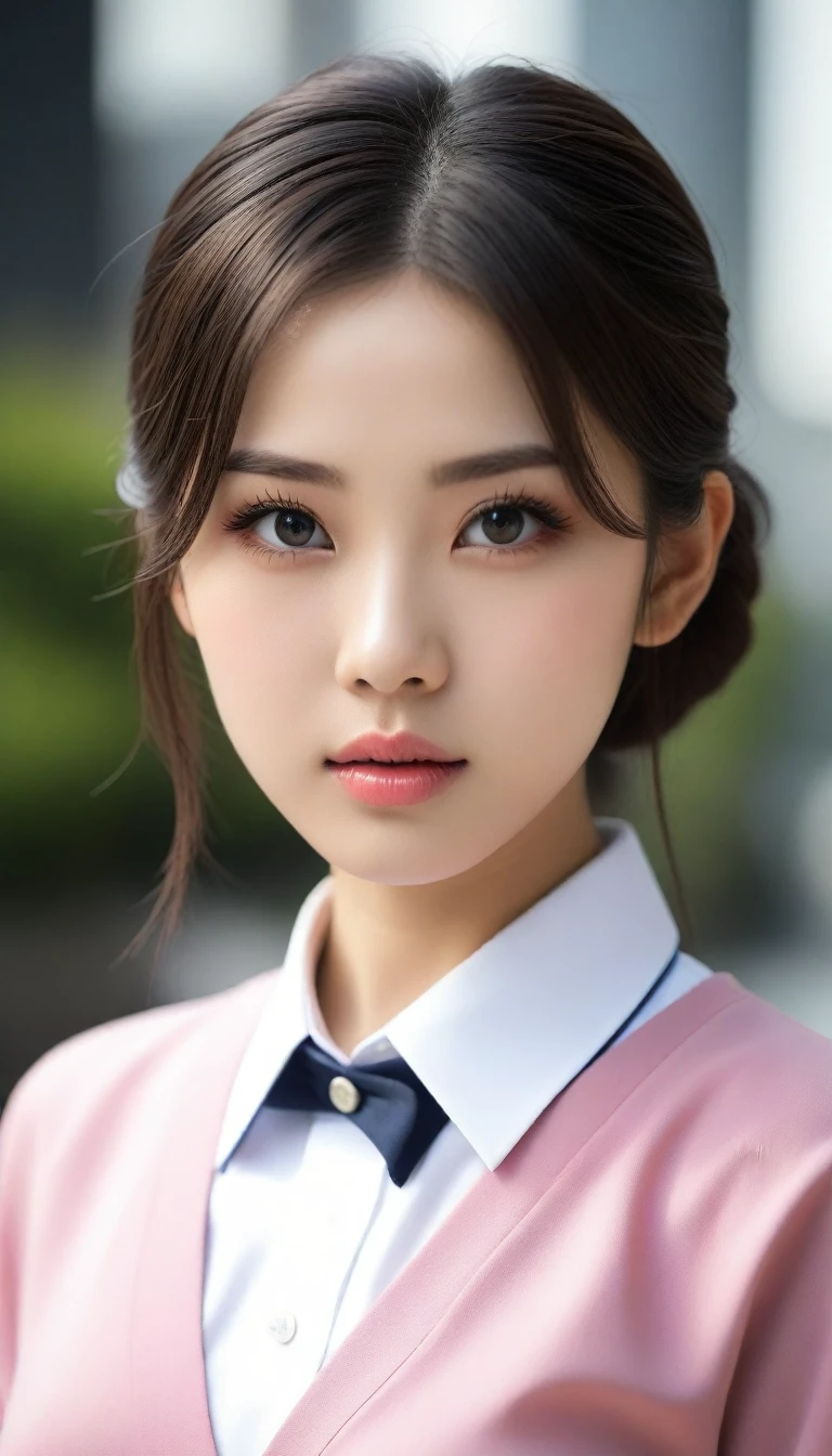 8k, Ultra-high resolution, Highest quality, masterpiece, 三分割法によるphotograph,Surreal, photograph,One Woman, (:1.3), cute, cute顔, 細部までBeautiful Eyes, 細かくdetailedに,masterpiece,One Girl:1.2,Japanese women,kindergarten,close up,glaring,Black hair,braid,(twin braids:1.0),ID photo,(kindergarten uniforms:1.3),Eccentric,Future City,white collar,((Colorful Fashion)),(Beautiful attention to detail),Subtle details, detailedな顔,anger,Attractive eyes,(ポートレートphotograph:1.4),(Photorealistic images:1.4),Fantasy art,(Beautiful Face:1.4),美しくAttractive eyes、Beautiful Eyes,Silver residue,(Tight waist:1.4)、(Beautiful with perfect body proportions:1.4),Pink Lips,profile,(((Ideal body type))),A-cup small breasts :2,、Portraiture:2、Perfect Anatomy、鮮明なdetailed、detailed,Fashion magazine cover,Thin lips,完璧でBeautiful Face ,完璧でcute顔, Skin with attention to detail, Perfect limbs、Narrow waist,Surreal,Light and shadow,spotlight