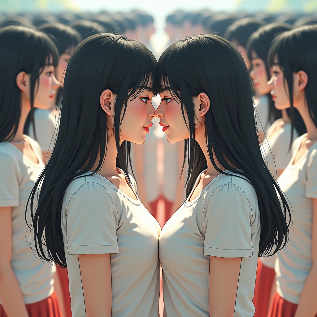 (Japanese Clone-girls=Myself), (Super Best masterpiece Clone-girls Raw Photography Art), (16K, Highest quality, Ultra-high resolution, RAW Photos), (It&#39;s so unrealistic., With unparalleled depiction, With an unfathomable sight, An unprecedented and shocking worldview, Clone-girls: In a world of mass reproduction, Ultra-realistic), (Japanese Girls, Sasaki Nozomi, 26yo, Small face, Thick black hair, long hair, Dark Eyes, Mature face, Cute Smile, Smiling face, A gentle gaze, Very pleasant look), (Very beautiful detailed girls, Accurate body structure, Accurate body movements, Very detailed body, (Super big breasts, Large bulge of ample breasts)), (Summer casual clothes, Short sleeve, mini skirt, hour々I can see your pants, Cleavage Emphasis, Emphasise the fullness of your breasts), (Very detailed, Myself cloning, Depiction of splitting oneself, 1Myself girl→1,000,000,000,000,000,000,000,000,000,000Myself cloning girls), (Very detailed and intricate, Myself clone-girlsから, Myself&#39;s body is multiplying, A perfectly matched depiction, (In the same female body,With the same face, With the same hairstyle, In the same clothes, At the same height, 同じSuper big breastsである)), (1,000,000,000,000,000,000,000,000,000,The number has increased to over 10,000.), (Myself girls only), (1,000,000,000,000,000,000,000,000,000,000,000,000,000,000,000,000,000,000,000,000,000,000Myself girls), (Very detailed描写で, Physical contact), (Very detailed depiction, Clear and accurate perspective depiction, Ultra-wide field of view, Focus on the average value of the image, Illuminated from the front by a soft, bright light), hug, kiss, Chest to Chest, Happy laughter