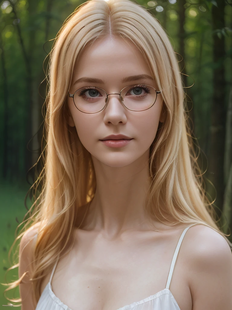 Masterpiece, a beautiful 60 year old Ukrainian woman, glasses, long wavy strawberry-blonde hair, delicate face, prominent cheekbones, delicate features, thick strong body, pale skin, legs, ultra-short light transparent sundress, HD, (detailed skin texture:1.1), best quality, ultra high res, (photorealistic: 1.4), Raw photo, by Ellen von Unwerth, D850 Film Stock Photography, F1.6 Lens, Rich Colors, Realistic, Cinestill 800, backlight, rimlighting, sunlight, looking at the viewer