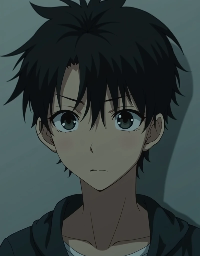 (Anime image) create 4k hd sad alone 16 years boy image he is very upset, his look is very nice and cool anime image.