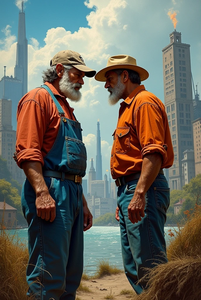 Fisherman and a farmer fighting with big companies





