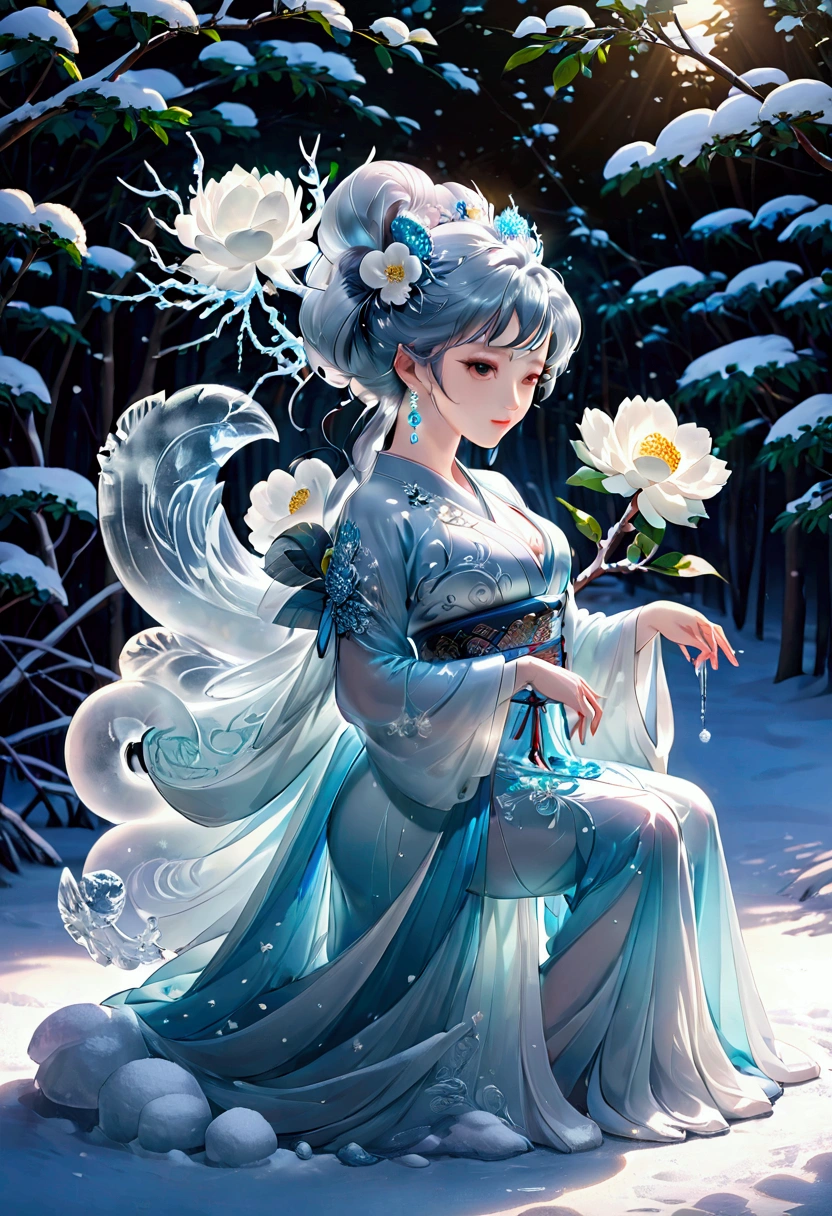 (ice - carving:1.4),Movie Angle,(Fan Bingbing, ice sculpture girl,Anatomically correct,full bodyesbian,Masterpiece ice sculpture camellia,Representative work Hanfu,Smile,sexy,full body arts,traditional arts,erotic arts,Queen arts,Amazing body arts,Amazing hear style,traditional japanese girls,japanese geisha, japanese artworks,Pari, jewelry arts,full body arts style,full body capture)
