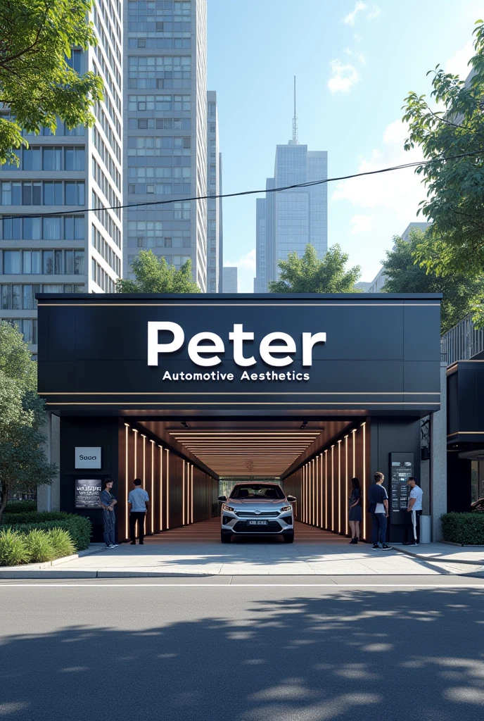 A car wash with the name of the logo peter automotive aesthetics