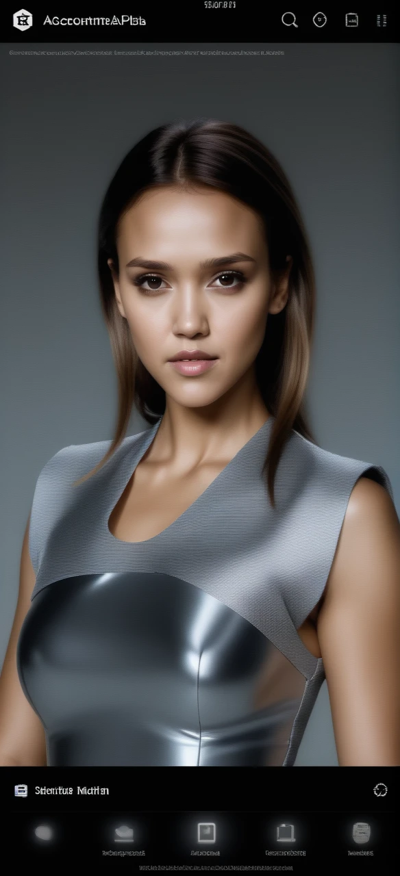 Jessica Alba commanding the frame with a powerful stance, high contrast lighting with Aperture 1.44 accentuating facial contours, multiple exposure technique for three-dimensional depth effect, HDR imagery each frame showcasing hyperreal details, movie still aesthetic with wire-like tail texture, framed within a cinematic shot, vignette border, hands with enhanced clarity, award-winning photographer craftsmanship, volumetric lighting, ultra clear,