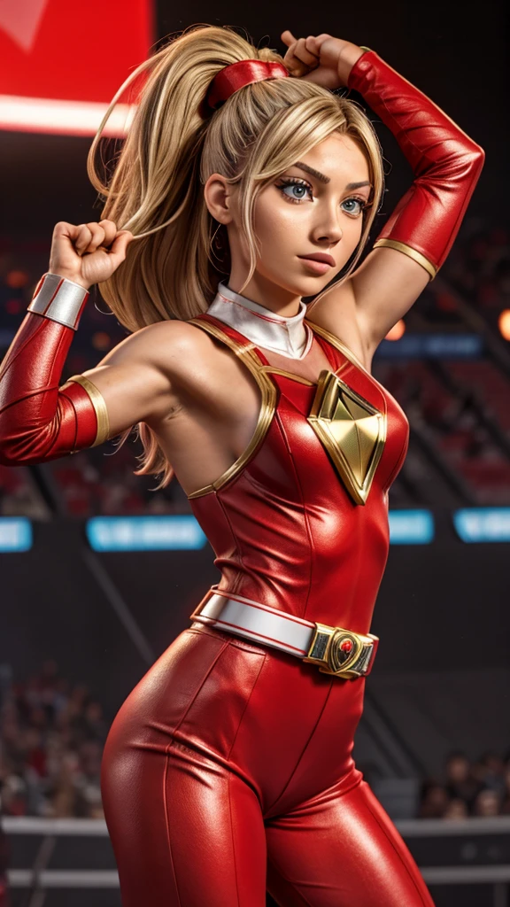 Ester Exposito red power rangers, she is fighting