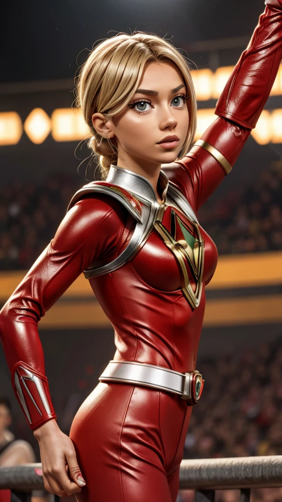 Ester Exposito red power rangers, she is fighting