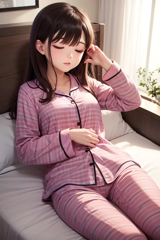 Sleepy girl, In pajamas