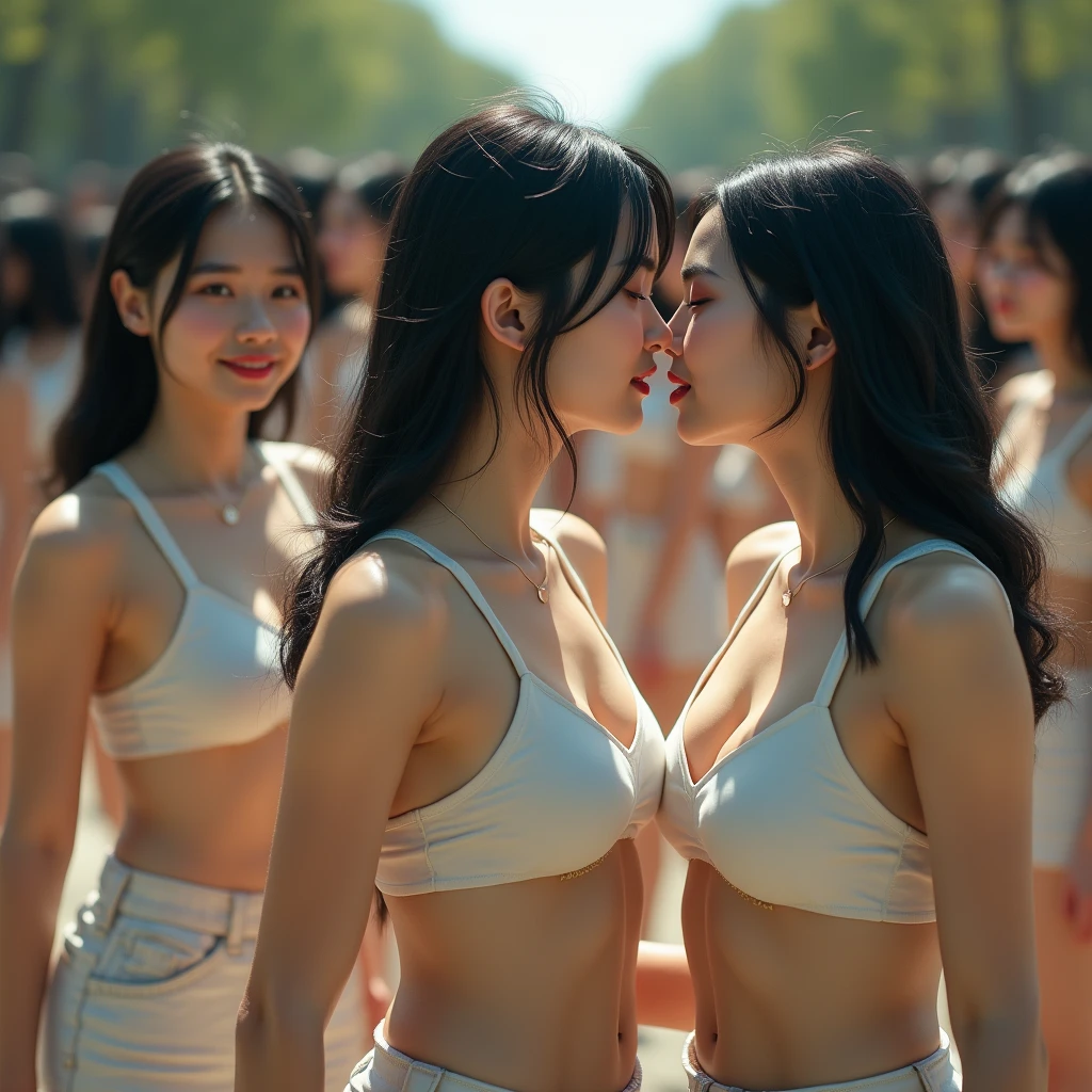 (Japanese Clone-girls=Myself), (Super Best masterpiece Clone-girls Raw Photography Art), (16K, Highest quality, Ultra-high resolution, RAW Photos), (It's so unrealistic., With unparalleled depiction, With an unfathomable sight, An unprecedented and shocking worldview, Clone-girls: In a world of mass reproduction, Ultra-realistic), (Japanese Girls, Sasaki Nozomi, 26yo, Small face, Thick black hair, long hair, Dark Eyes, Mature face, Cute Smile, Smiling face, A gentle gaze, Very pleasant look), (Very beautiful detailed girls, Accurate body structure, Accurate body movements, Very detailed body, (Super big breasts, Large bulge of ample breasts)), (Summer casual clothes, Short sleeve, mini skirt, hour々I can see your pants, Cleavage Emphasis, Emphasise the fullness of your breasts), (Very detailed, Myself cloning, Depiction of splitting oneself, 1Myself girl→1,000,000,000,000,000,000,000,000,000,000Myself cloning girls), (Very detailed and intricate, Myself clone-girlsから, Myself's body is multiplying, A perfectly matched depiction, (In the same female body,With the same face, With the same hairstyle, In the same clothes, At the same height, 同じSuper big breasts)), (1,000,000,000,000,000,000,000,000,000,The number has increased to over 10,000.), (Myself girls only), (1,000,000,000,000,000,000,000,000,000,000,000,000,000,000,000,000,000,000,000,000,000,000Myself girls), (Very detailed描写で, Physical contact), (Very detailed depiction, Clear and accurate perspective depiction, Ultra-wide field of view, Focus on the average value of the image, Illuminated from the front by a soft, bright light), hug, kiss, Chest to Chest, Happy laughter