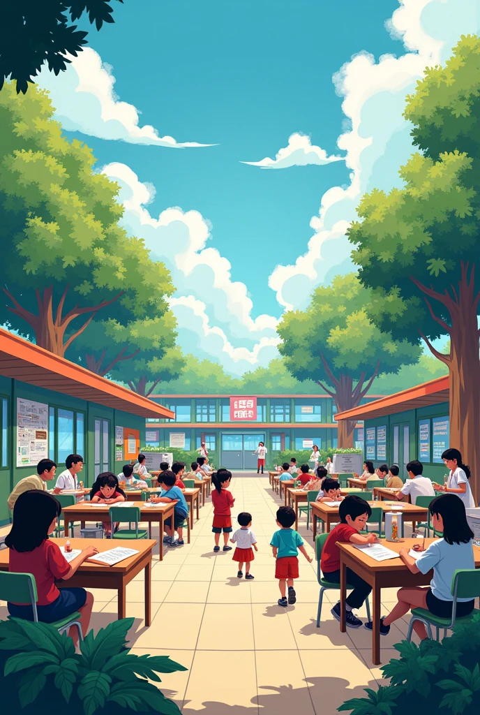 Create a triptych with the theme of education 