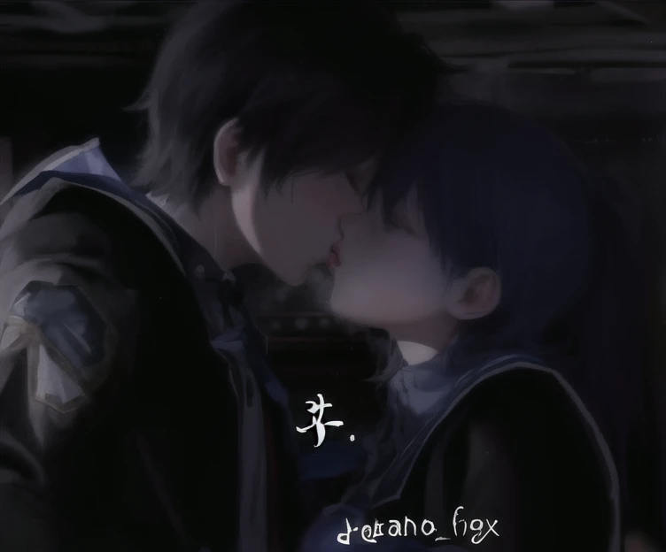 1boy and 1girl, kissing, (lips touching), casual clothes