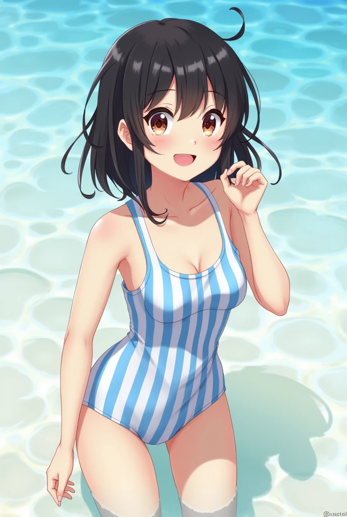 young、Tiny 、Black Hair、School Swimsuit